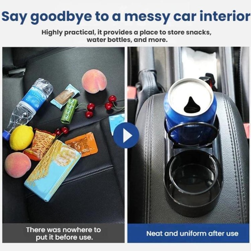 Premium Multifunctional Car Cup Holder Organizer & Storage Box with Beverage Rack