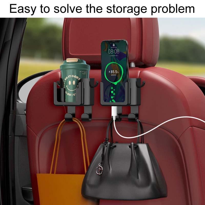 Premium 2-in-1 Car Cup Holder & Backseat Hook for Vehicle Organization