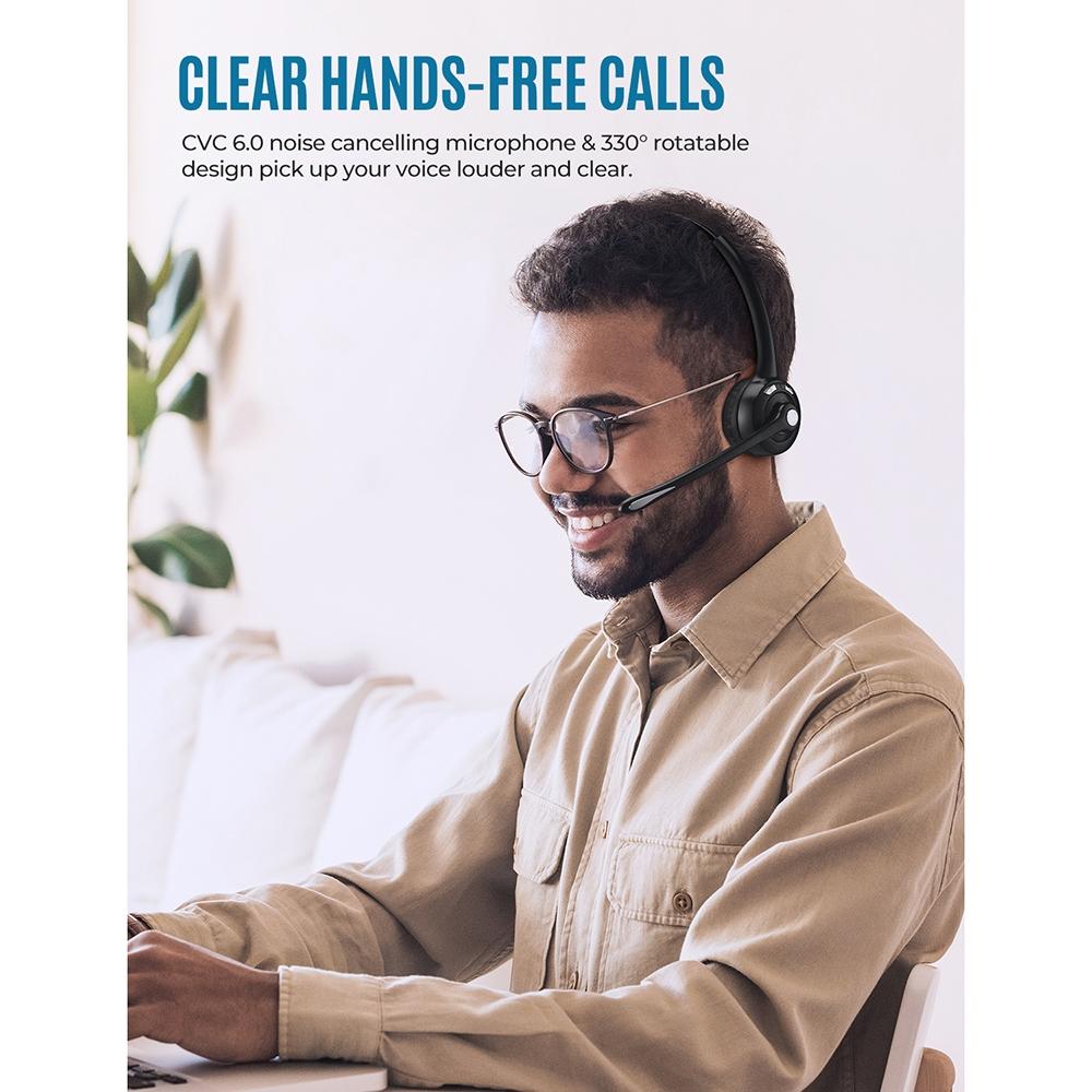 Bluetooth 5.0 Wireless Mono Headset for Customer Service Professionals