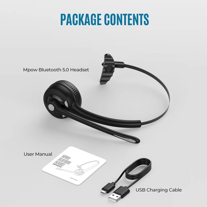 Bluetooth 5.0 Wireless Mono Headset for Customer Service Professionals