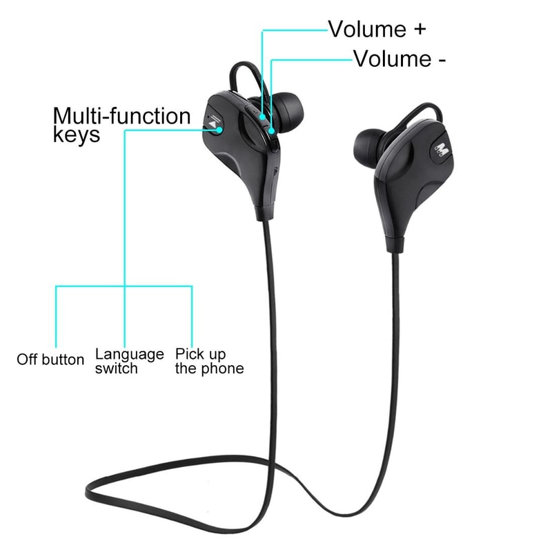 Wireless Bluetooth Stereo Earphones With Wire Control Mic Hands Free Call Ready 4