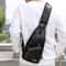 Waterproof PU Leather Mens Shoulder Bag With USB Charging Port 0