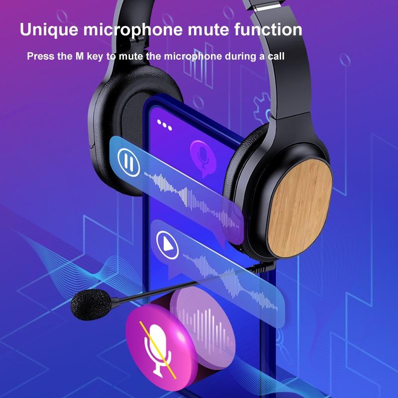 Bamboo Wood Bluetooth Headphones With TF Card FM AUX Support 13