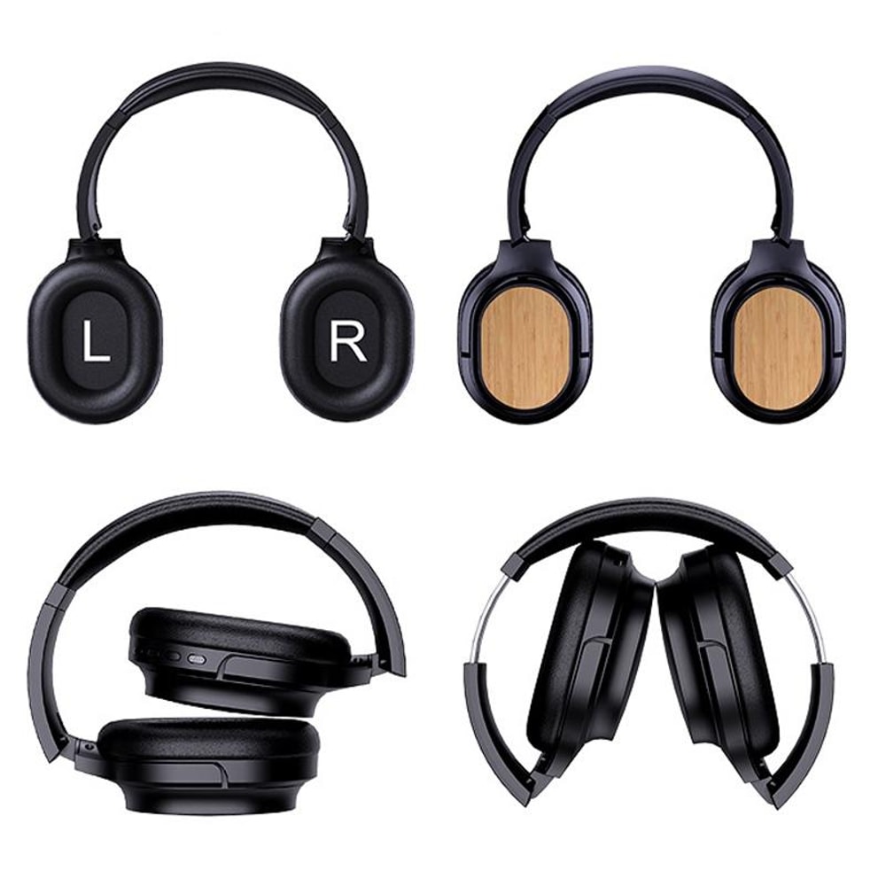 Bamboo Wood Bluetooth Headphones With TF Card FM AUX Support 7