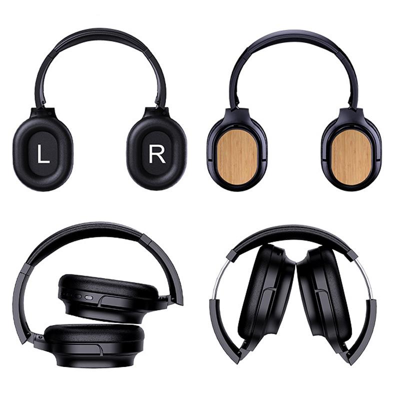 Bamboo Wood Bluetooth Headphones With TF Card FM AUX Support 7