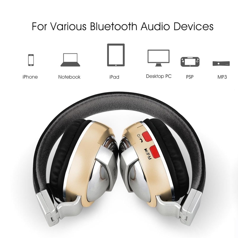 Wireless Stereo Sound Bluetooth Headphones with Audio Support