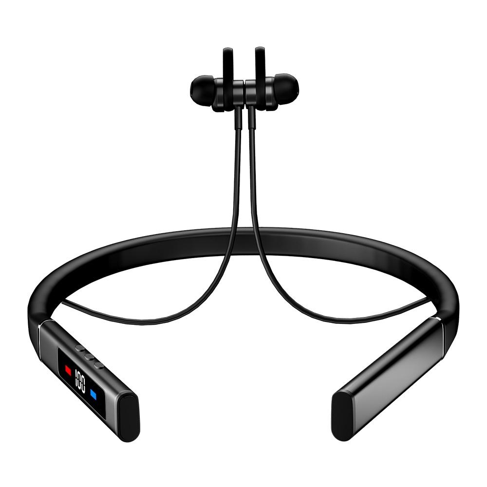 Wireless Bluetooth Neck Mounted Noise Cancelling Earphones With Digital Display 0