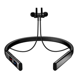 wireless bluetooth neck mounted noise cancelling earphones with digital display