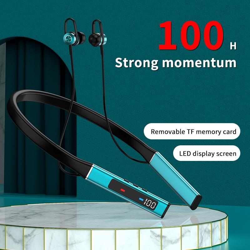 Wireless Bluetooth Neck Mounted Noise Cancelling Earphones With Digital Display 1