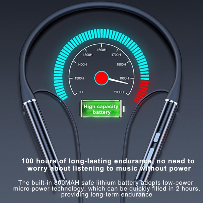Wireless Bluetooth Neck Mounted Noise Cancelling Earphones With Digital Display 5