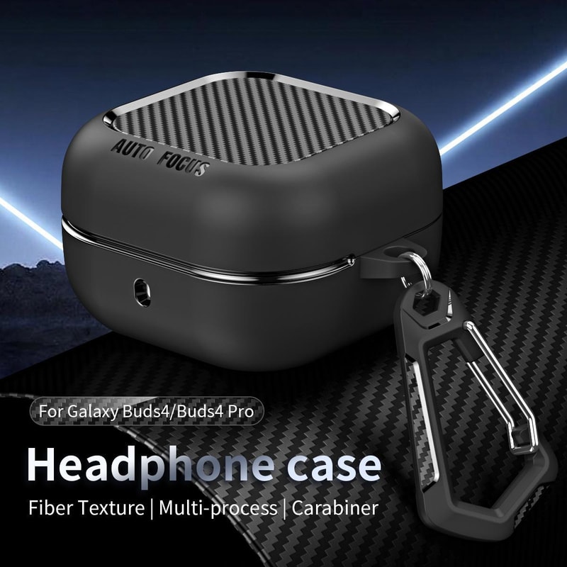 Samsung Galaxy Buds4 Pro Carbon Fiber Texture Case With Carabiner 2