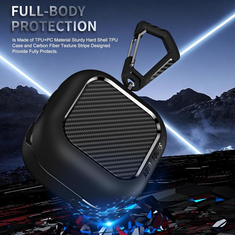 Samsung Galaxy Buds4 Pro Carbon Fiber Texture Case With Carabiner 4
