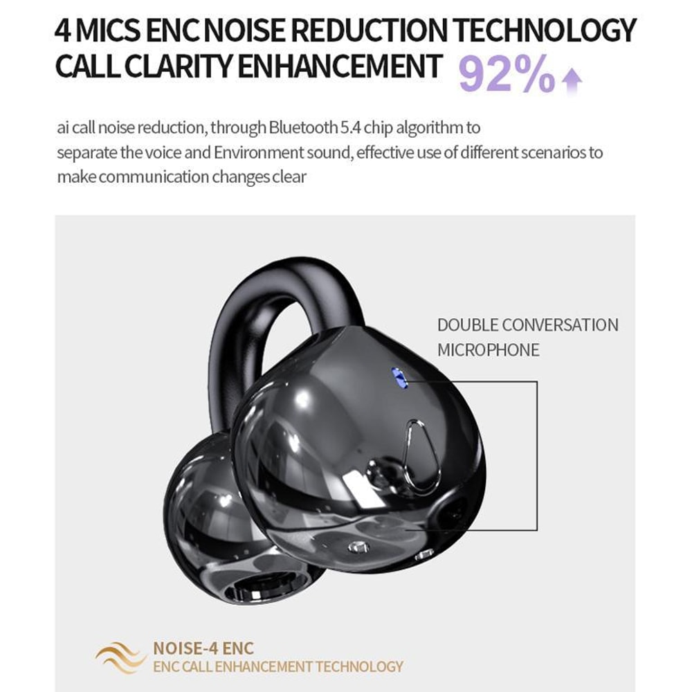 Mini Invisible Clip On Wireless Bluetooth Earbuds with Noise Reduction