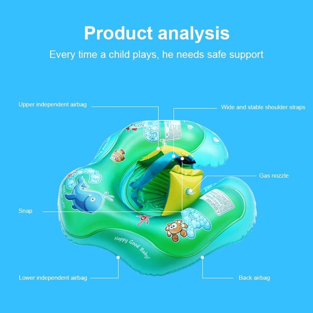 Cartoon Animal Baby Swim Ring Inflatable Toddler Pool Float with Chest Support