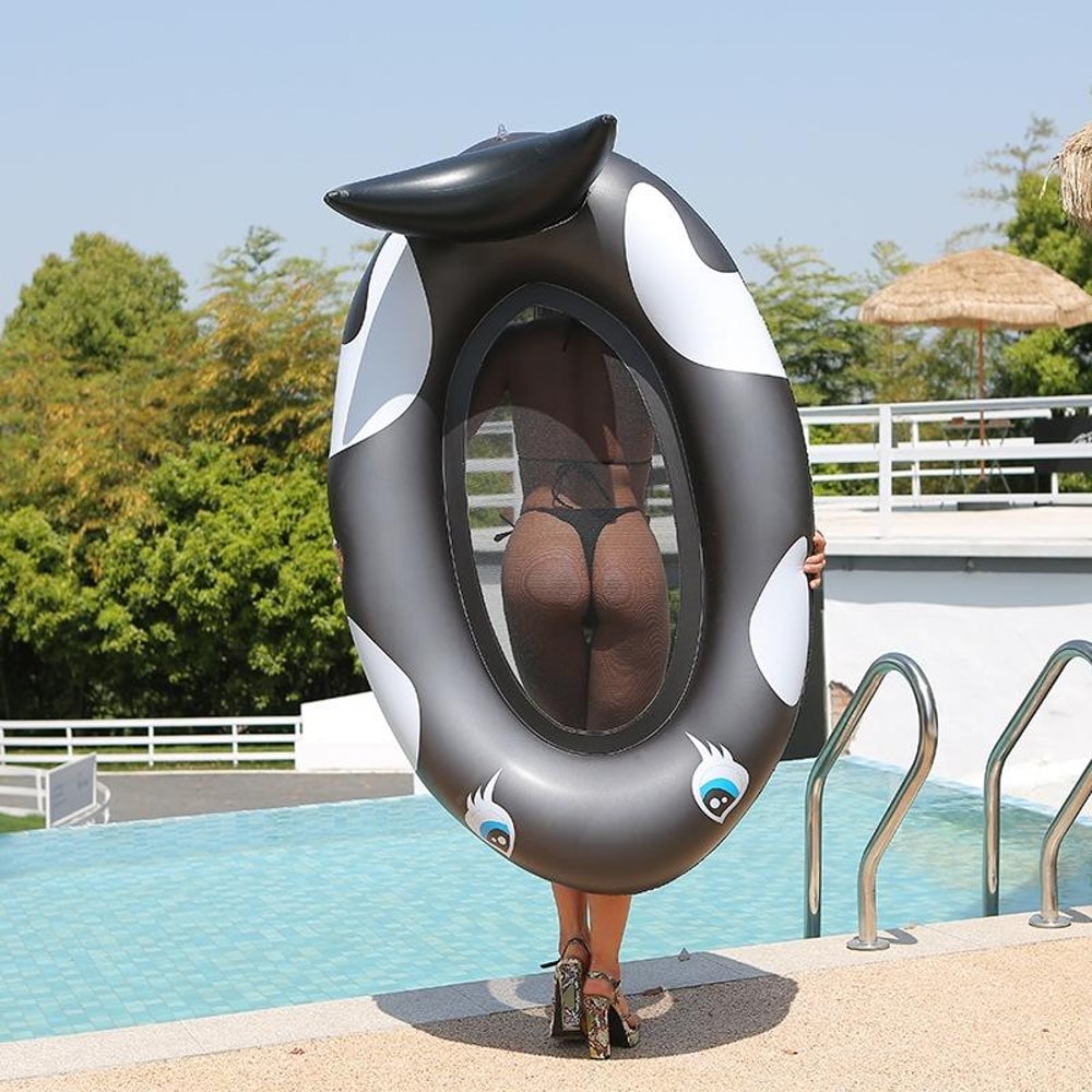 Black Whale Inflatable Water Hammock Pool Float With Backrest 4