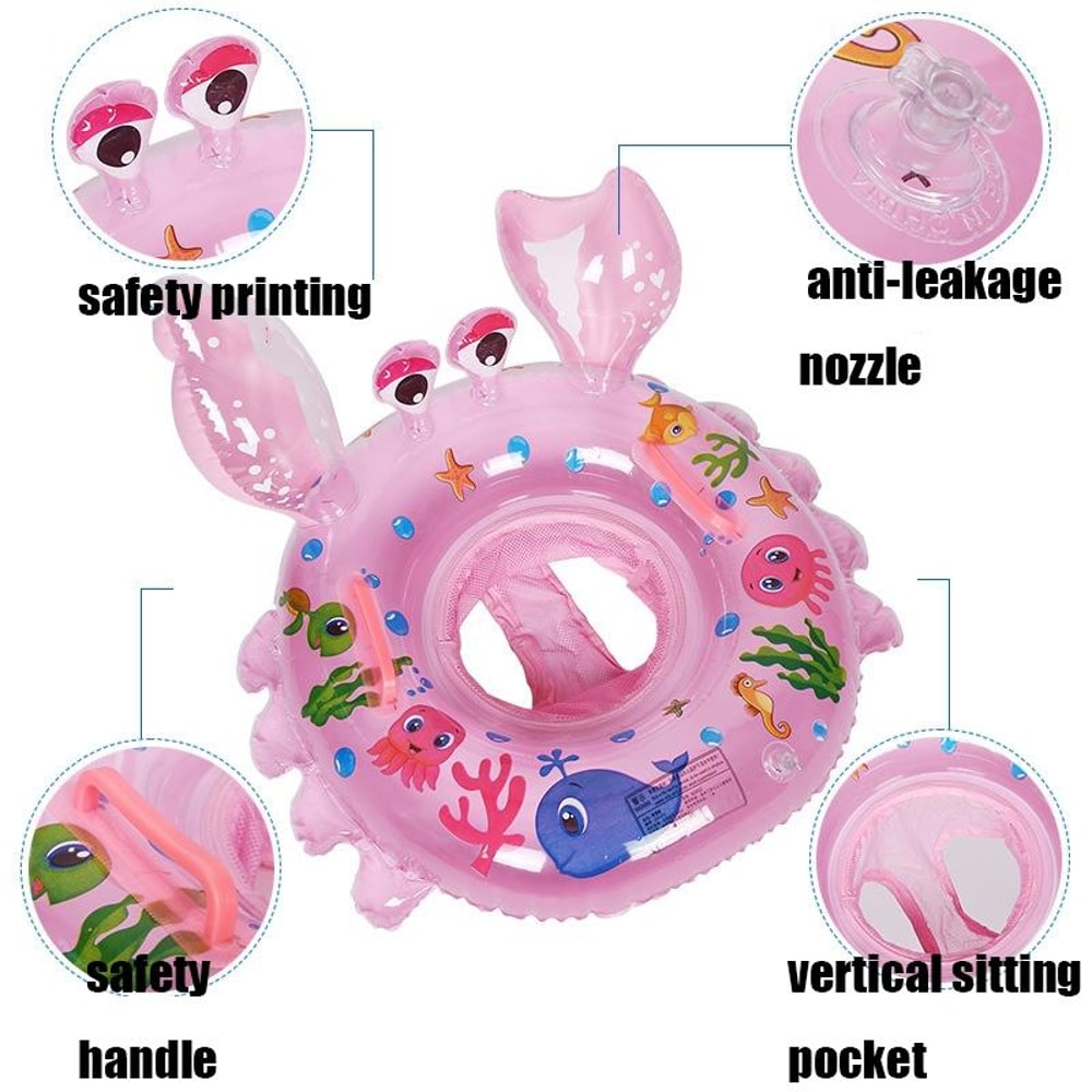 Cute Crab Baby Pool Float Inflatable Baby Swim Ring With Seat For Toddlers 3