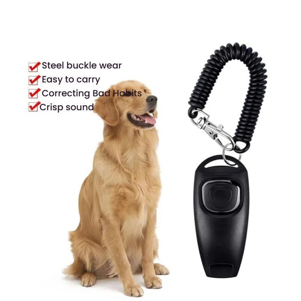 Ultimate 2in1 Pet Training Clicker Dog Whistle With Long Wristband 1