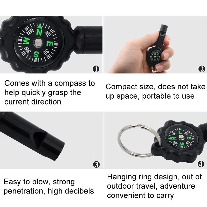Compact 2-in-1 Survival Whistle & Compass with Mountaineering Buckle