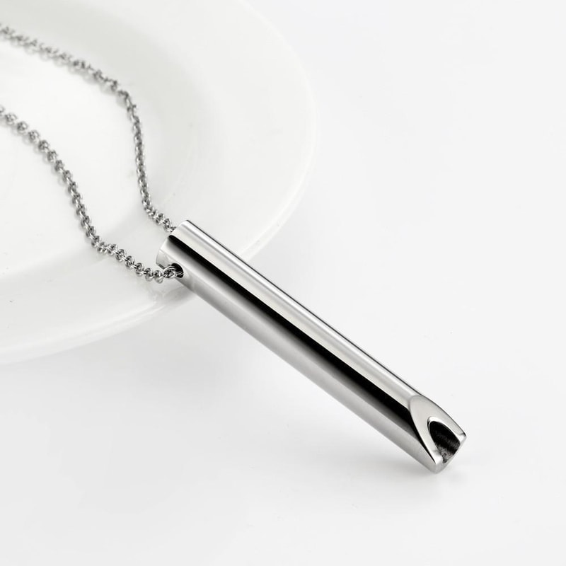 Personalised Stress Relief Whistle Necklace Stainless Steel Adjustable 3