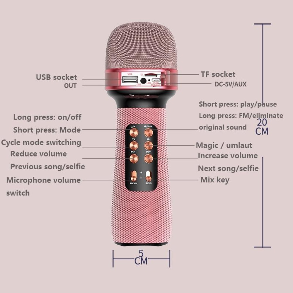 Live Wireless Bluetooth Microphone With Audio Function Portable Karaoke Streaming Mic 5