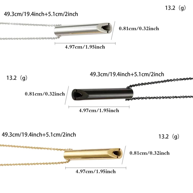 Personalised Stainless Steel Breathing Necklace Adjustable Whistle Necklace For Stress Relief 2