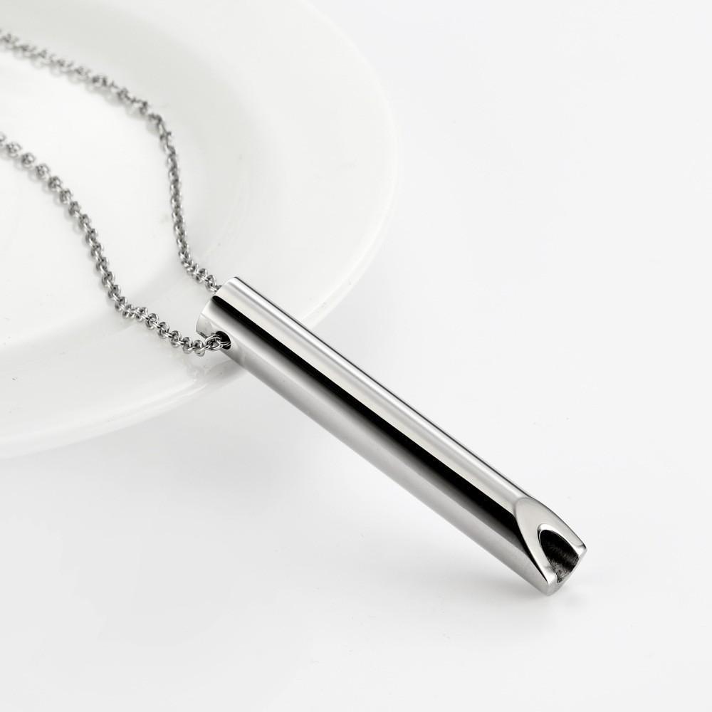 Personalised Stainless Steel Breathing Necklace Adjustable Whistle Necklace For Stress Relief 3