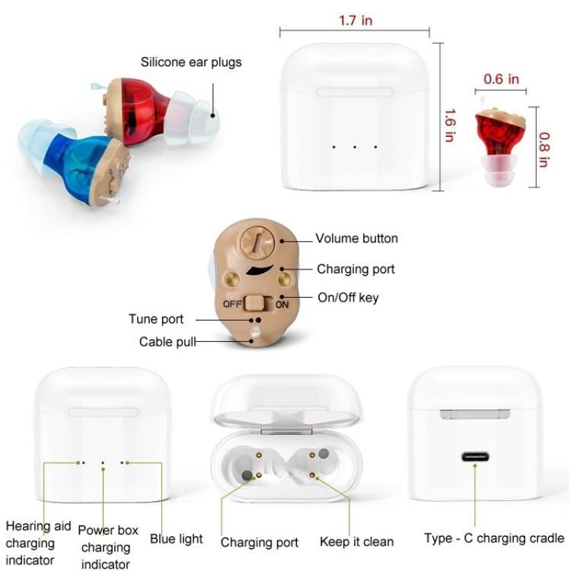 Rechargeable Invisible CIC Hearing Aids With USB C Charging For Clear Discreet Sound 1
