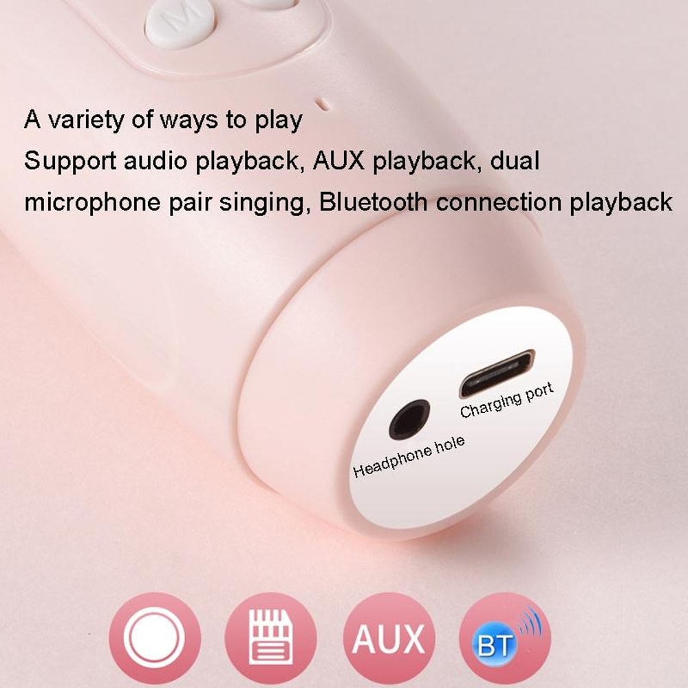 Kids Wireless Bluetooth Karaoke Microphone With Echo Speaker Pink Singing Mic 6
