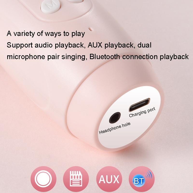 Kids Wireless Bluetooth Karaoke Microphone With Echo Speaker Pink Singing Mic 6