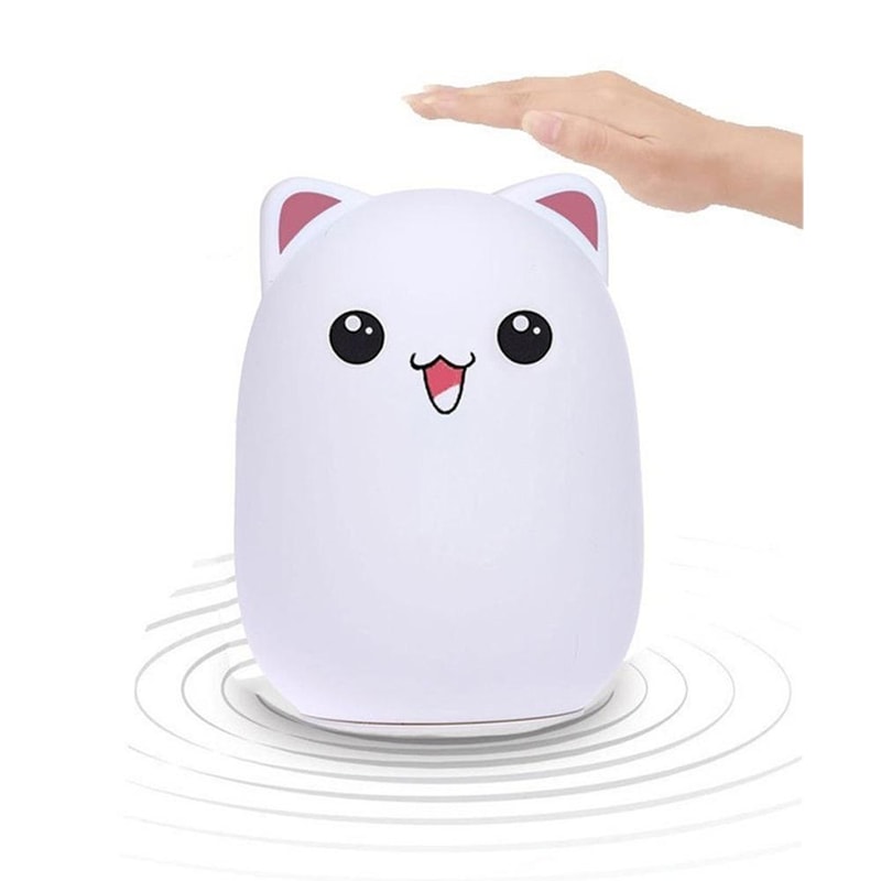 Color Changing Cat-Shaped LED Nightlight USB Rechargeable Silicone Lamp
