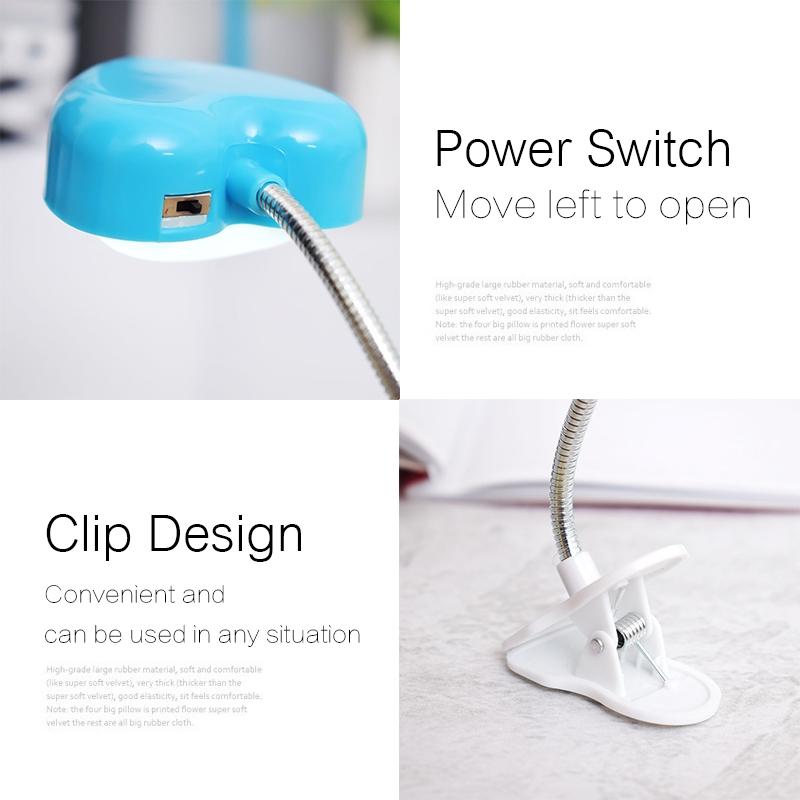 Mini Love Heart Clip LED Reading Lamp Eye Protect Desk Keyboard Light 2
