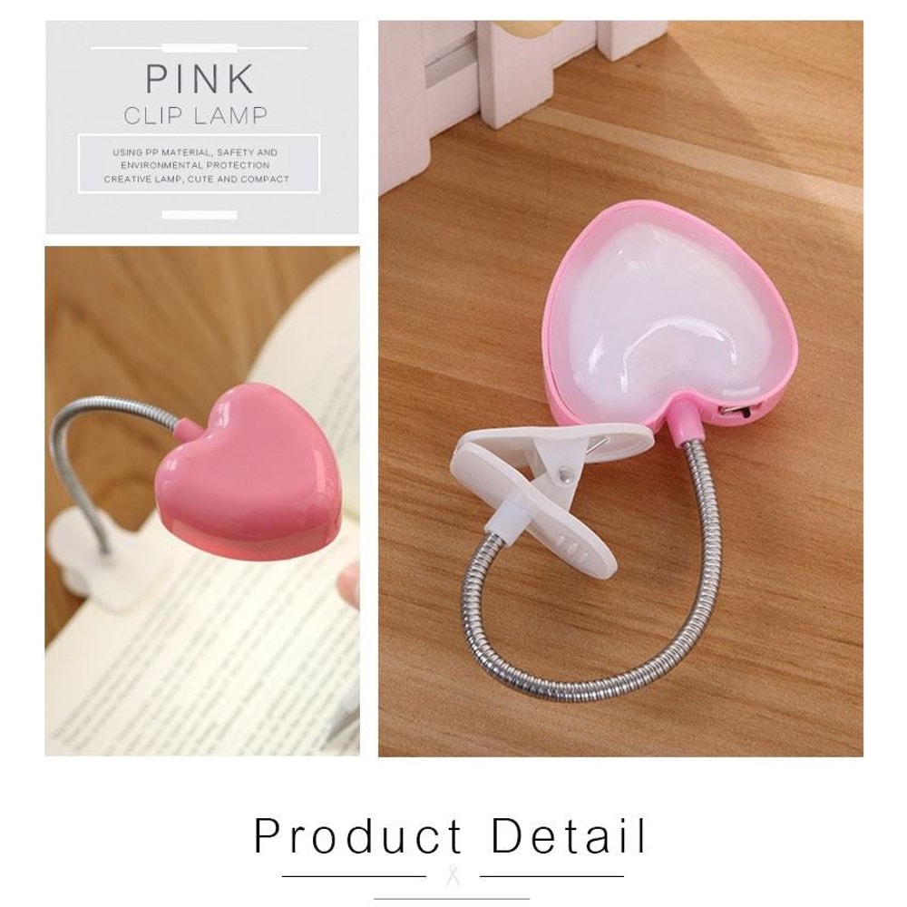 Mini Love Heart Clip LED Reading Lamp Eye Protect Desk Keyboard Light 4