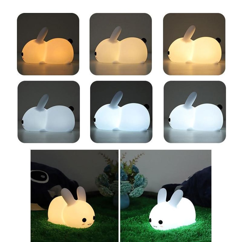 Soft Silicone Rabbit USB Rechargeable Night Light with Dual Tone LED