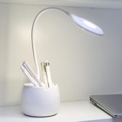 premium adjustable rechargeable led desk lamp with usb & pen holder