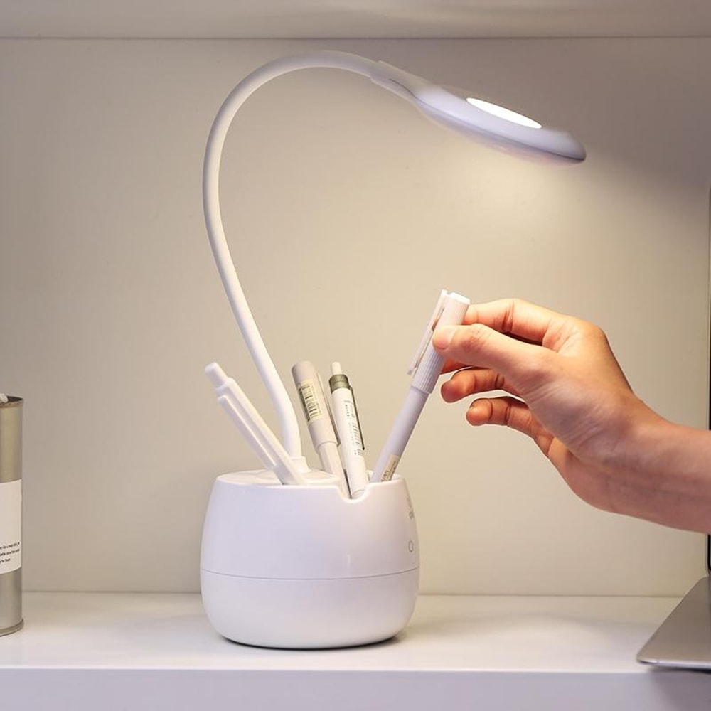 Premium Adjustable Rechargeable LED Desk Lamp with USB & Pen Holder