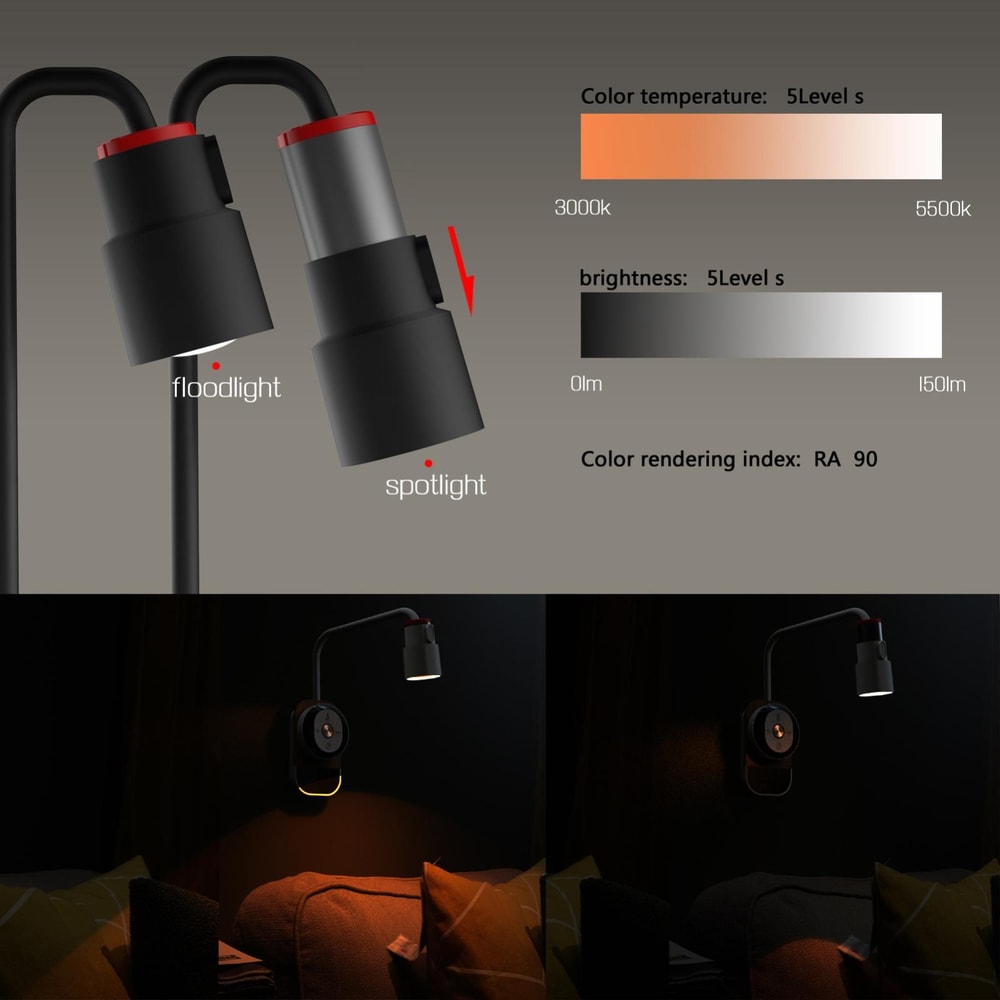 Premium Magnetic Suction LED Lamp Eye Protection Adjustable Color Temperature Bedside Wall Light 2