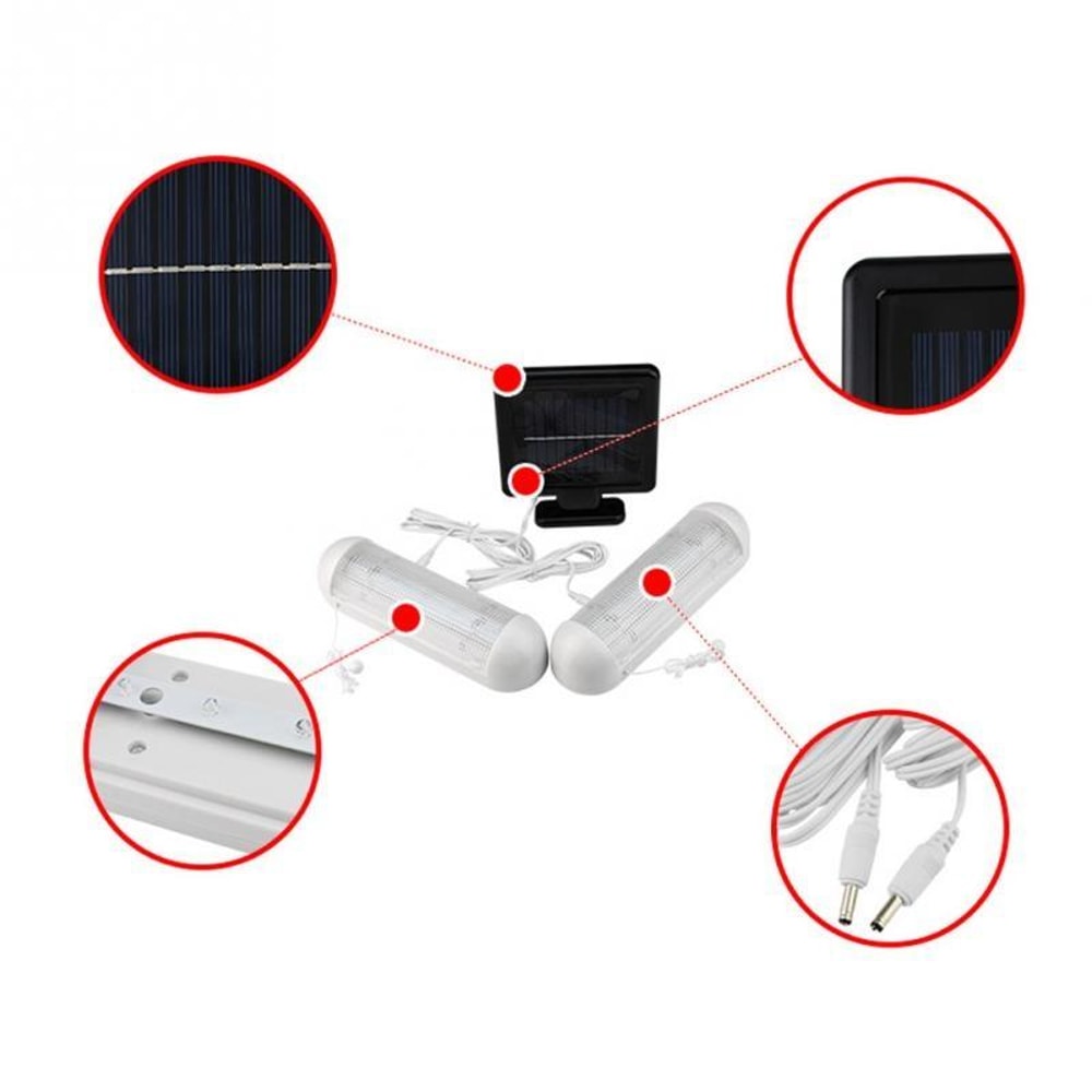Solar Powered Double LED Wall Light Waterproof Outdoor Shed Lamp