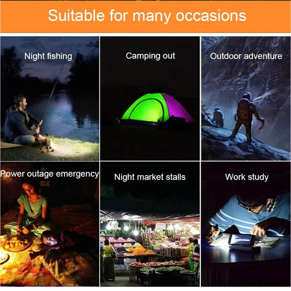 Solar Rechargeable LED Bulb With Flashlight Emergency Camping Light 4