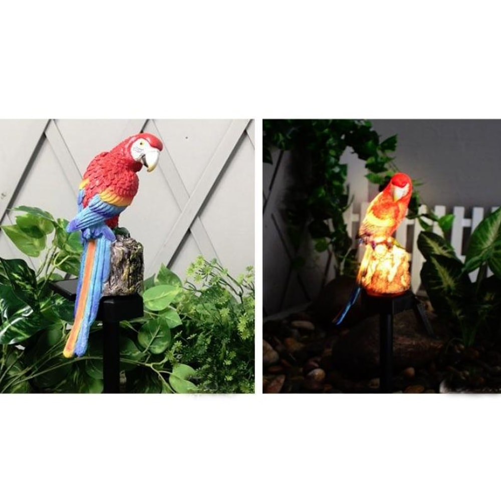 Solar Garden Lamp With Resin Parrot Decorative Outdoor Courtyard Light 1