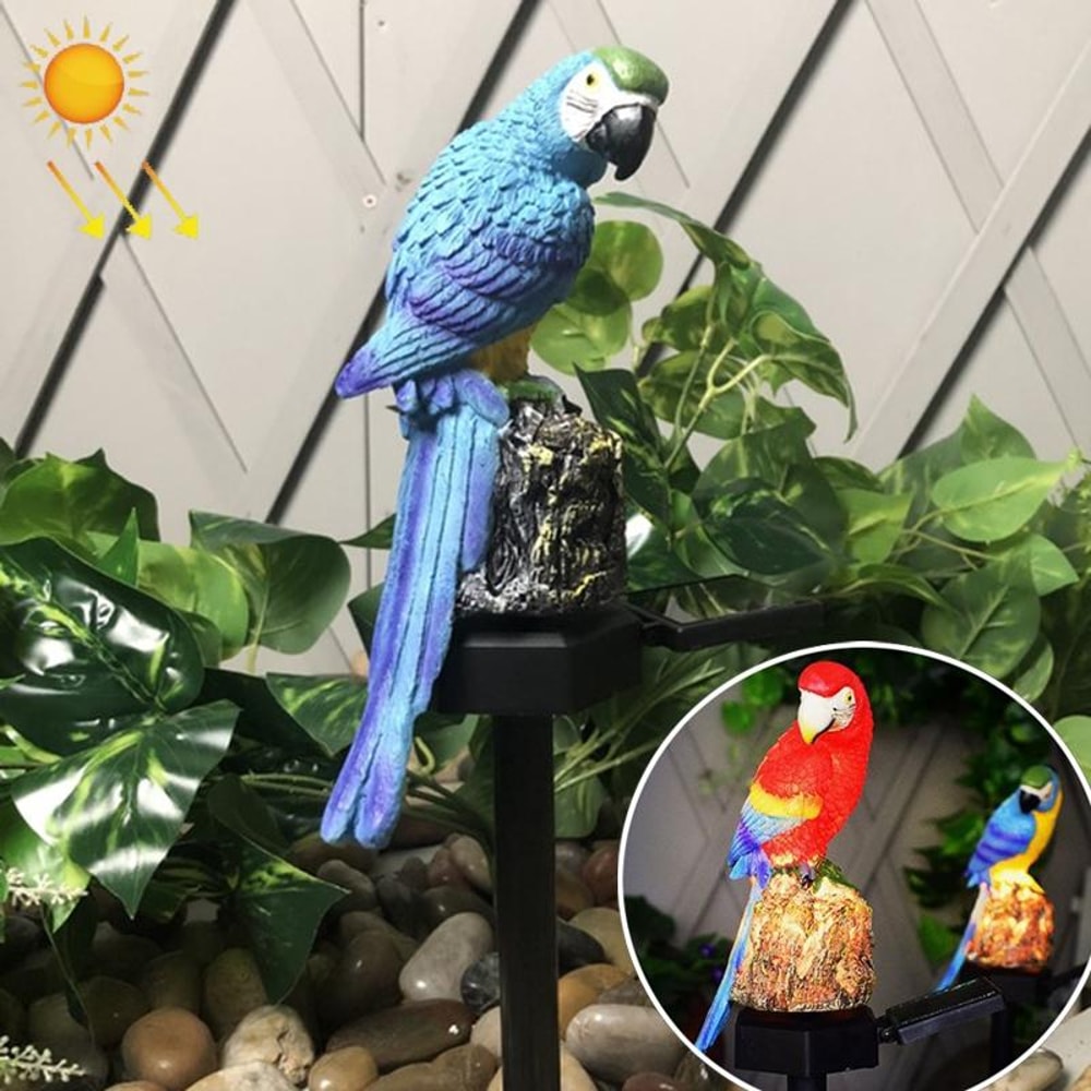 Solar Garden Lamp With Resin Parrot Decorative Outdoor Courtyard Light 8