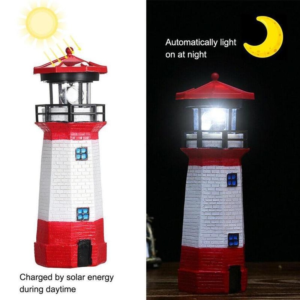 Solar Garden Lighthouse LED Rotating Outdoor Light Weatherproof Solar Outdoor Decoration 2