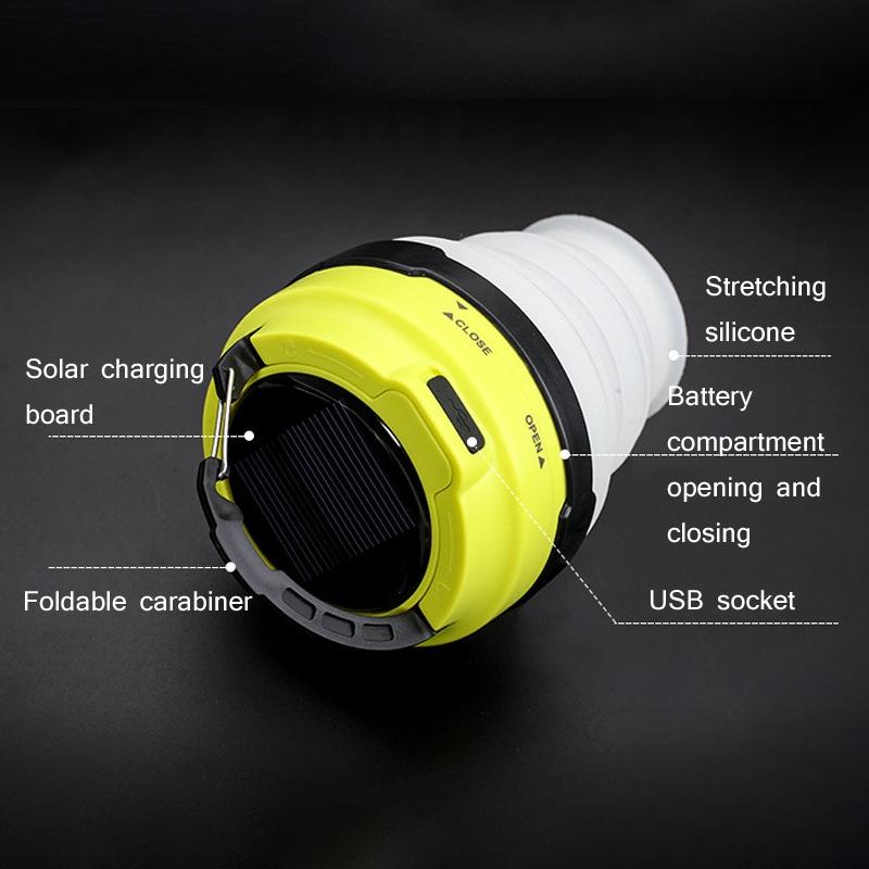 Solar Camping Light Portable USB Rechargeable Multifunctional LED Lantern