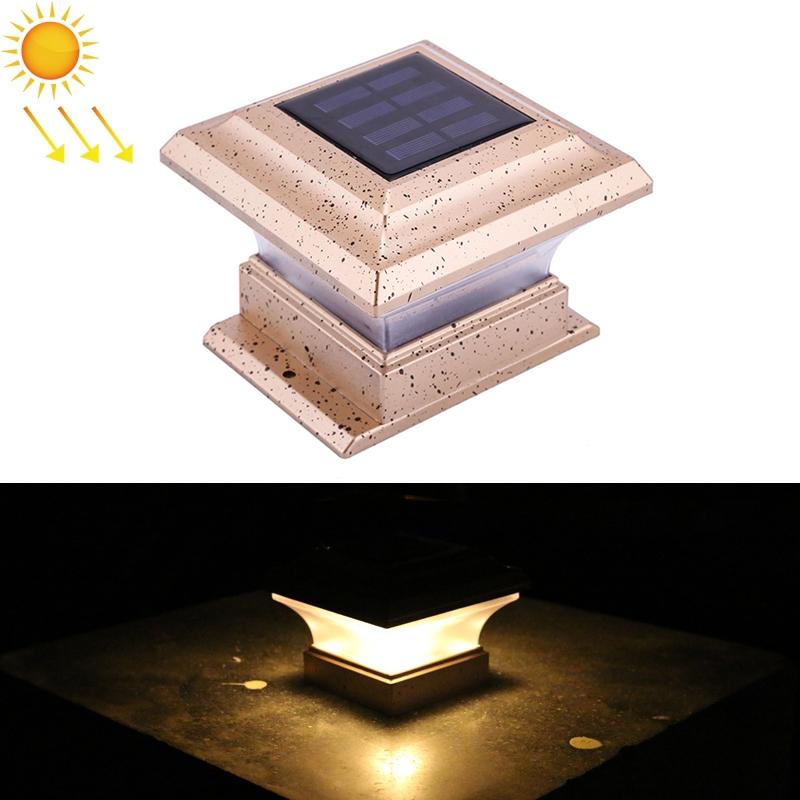 Solar Garden Column Light Warm LED Outdoor Fence Landscape Lamp 0
