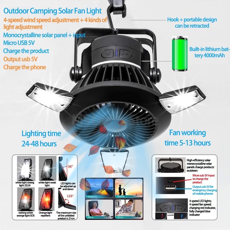 Solar Camping LED Lamp With Fan Mosquito Repellent 2