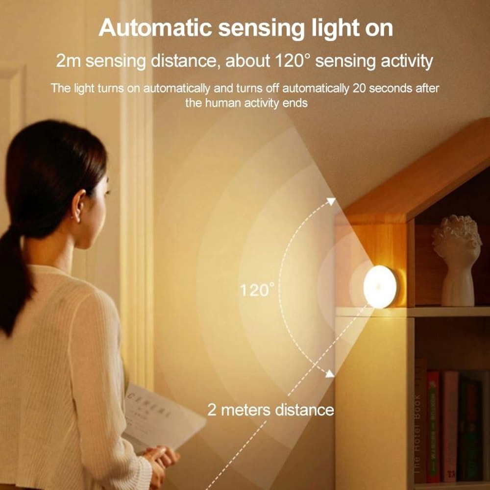 Smart Motion Sensor LED Bedside Lamp Rechargeable Human Body Induction Night Light For Home 2