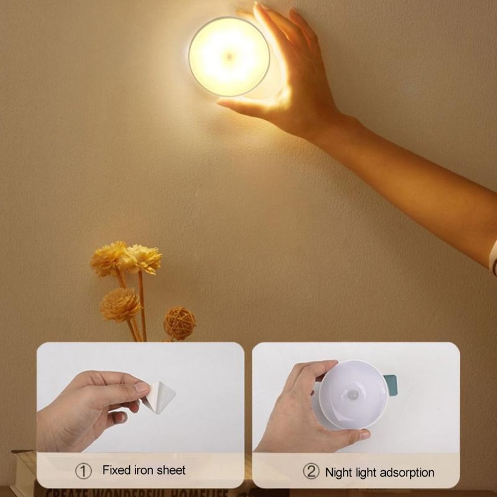 Smart Motion Sensor LED Bedside Lamp Rechargeable Human Body Induction Night Light For Home 4