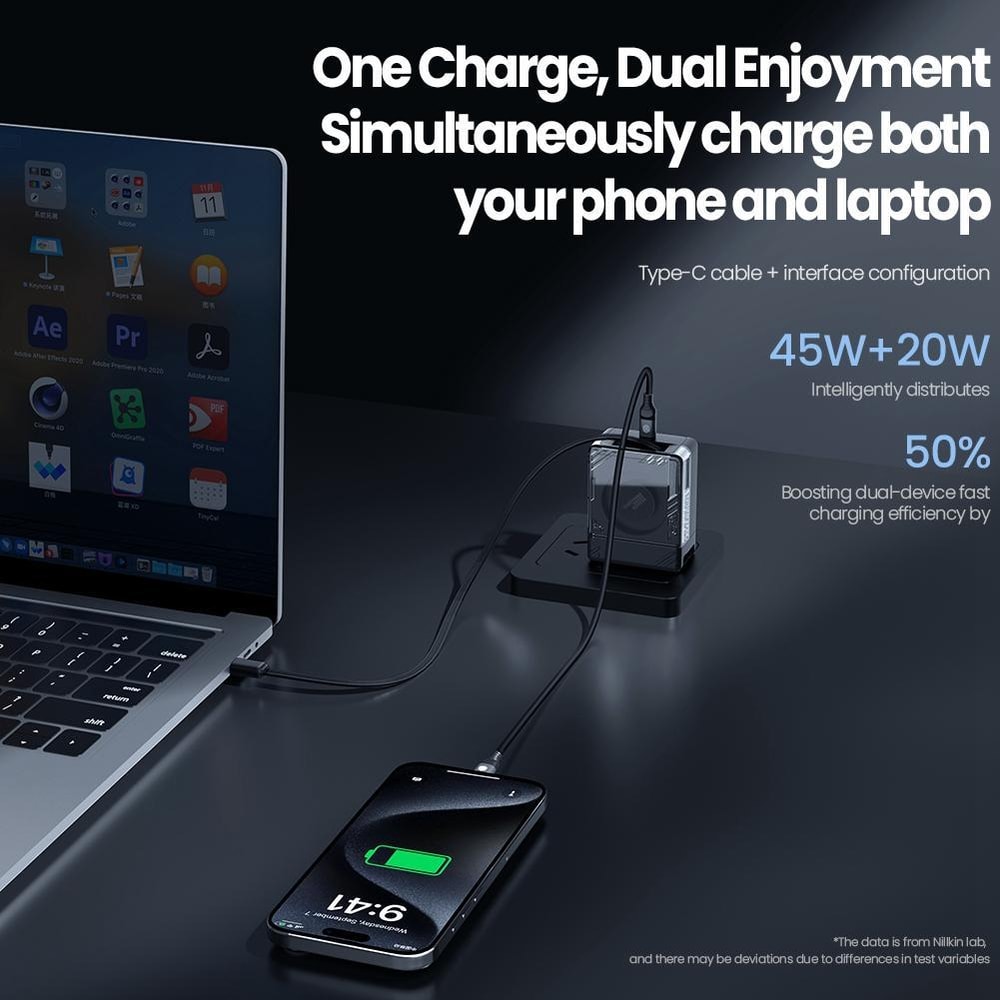Nillkin IceCore GaN Fast Charger with Retractable USB C Cable