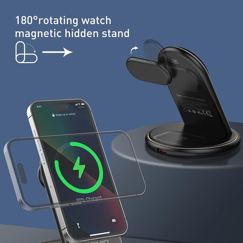 5 In 1 MagSafe Wireless Charger With Fast Type C Cable All In One Charging Station 12
