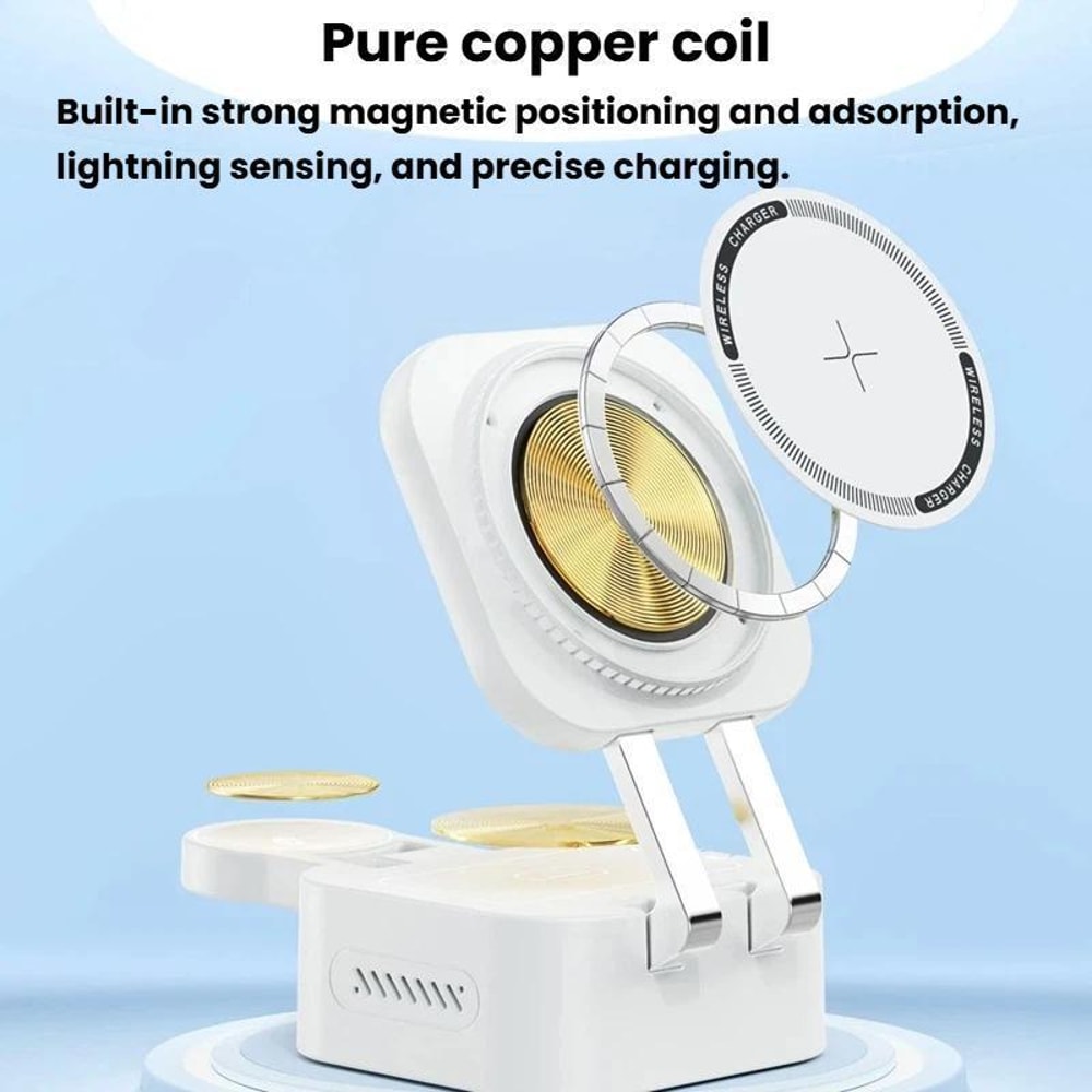 3in1 Magnetic Wireless Charging Stand With Retractable Cable 1