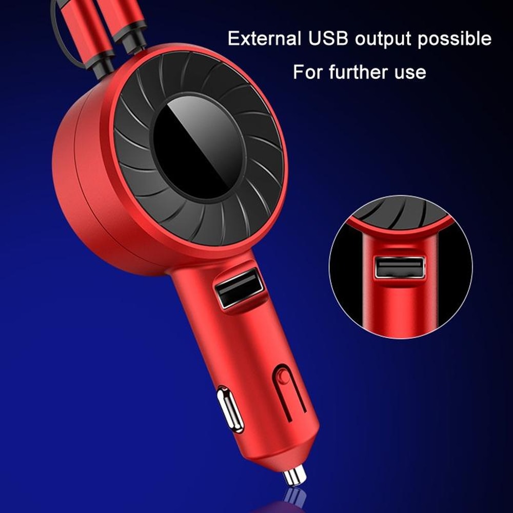 Retractable USB Car Charger With Dual Cable 3